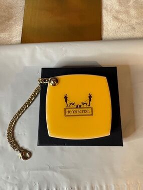 Henri Bendel Bright Yellow Iconic Mirror with Gold Chain